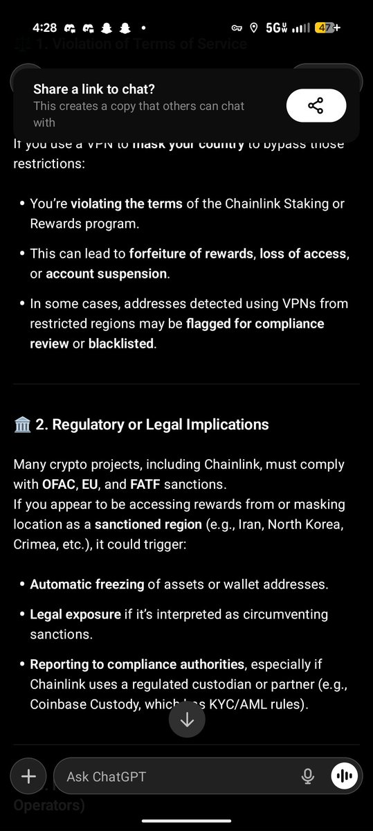 Andrew_Mosier1's tweet photo. @TheLinkPanda This is from ChatGPT:
I feel it's better to wait till full clarity than to guess. That's just me. I love Chainlink and I would rather be on the safe side and not risk my $LINK. https://t.co/jB5cr7ffDn