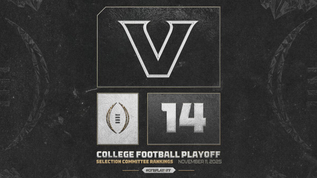 November 1️⃣1️⃣ College Football Playoff Selection Committee Rankings

1️⃣4️⃣. Vanderbilt // <a href="/VandyFootball/">#16 Vanderbilt Football</a>

#CFBPlayoff 🏈🏆
