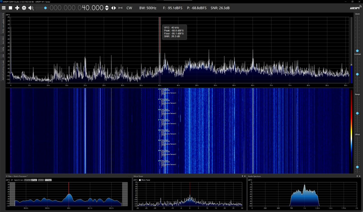 radiosiesta's tweet image. 今しがたのVLF
22.2、25、40、54、60kHzは入感中
21.1kHzは不感です

おはようございます
#VLF
#Airspy
#SDRSharp
#YouLoop
#YouTwin