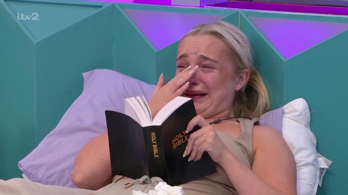 she’s just realised the bible is about a brown skin man born in palestine who preaches to be kind to refugees #bbuk