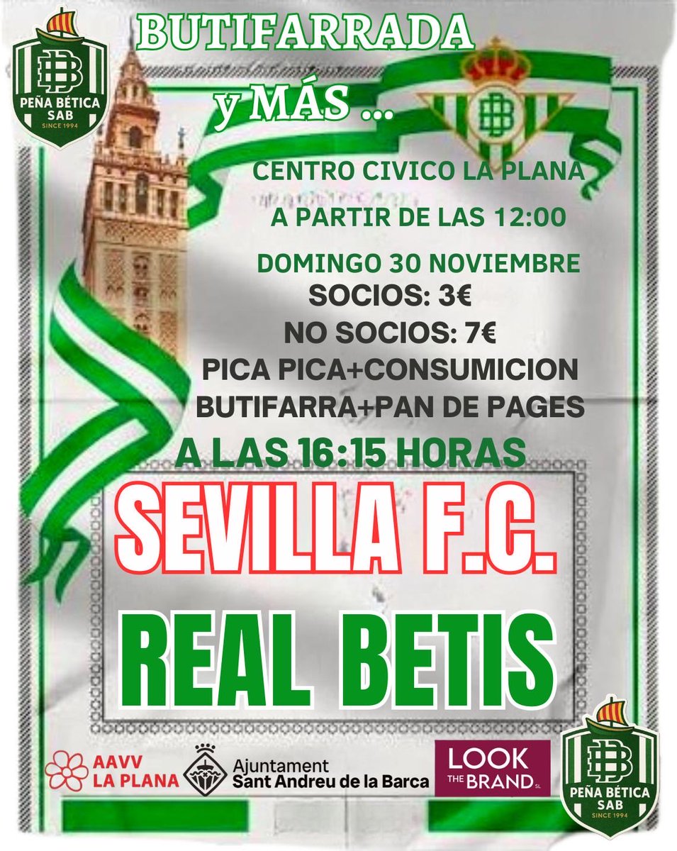 Llamada a todos los béticos de Cataluña.
El próximo 30 de Noviembre estaremos junto a nuestros hermanos de Sant Andreu de la Barca.
Ven a vivir otro día histórico 💪🇳🇬