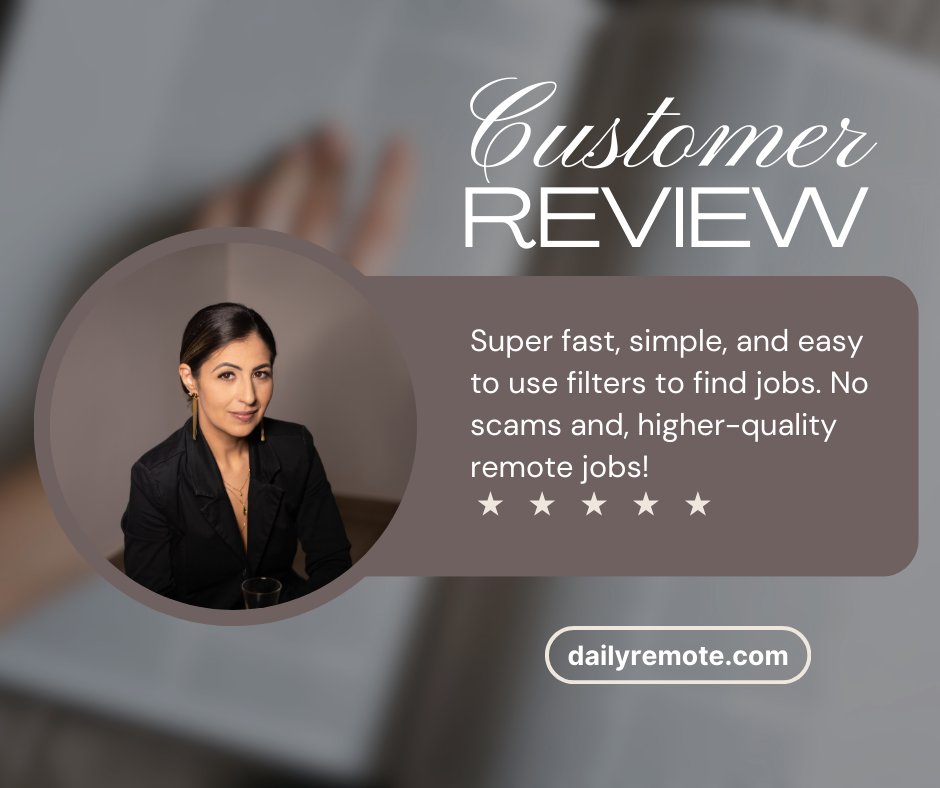 daily_remote's tweet image. Customer reviews for DailyRemote.

#DailyRemote #workfromhome #remotework #customerreviews #worklife #digitalnomad #productreview #telecommuting #customerfeedback #remotejob