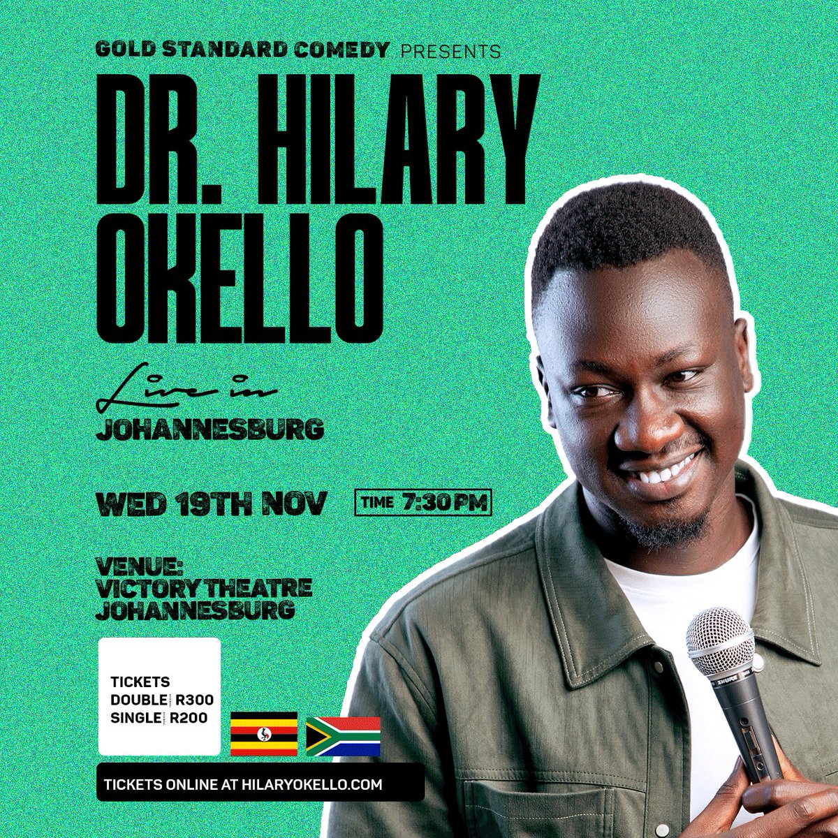 <a href="/goldstdcomedysa/">GoldStandard Comedysa</a> presents <a href="/DrHilaryOkello/">Dr Hilary Okello</a> 🇺🇬 in Johannesburg, South Africa 🇿🇦 on 19th November. Tickets at hilaryokello.com📌