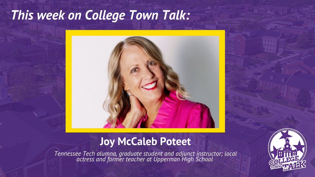 tennesseetech's tweet image. This week on College Town Talk, we’re visiting with Joy McCaleb Poteet, a Tennessee Tech alumna, graduate student and adjunct instructor who is also the former longtime theatre teacher at Upperman High School. Listen at tntech.edu/collegetowntalk or wherever you get your podcasts!