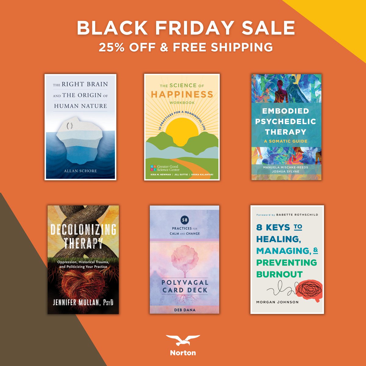 We’re kicking off our Black Friday Sale early with 25% OFF &amp; FREE SHIPPING* on new, best-selling, and forthcoming resources covering a wide range of clinical topics and therapeutic models.

Visit wwnorton.com/promo/Friday20…

*Valid for U.S. customers only; offer ends 12/1/25