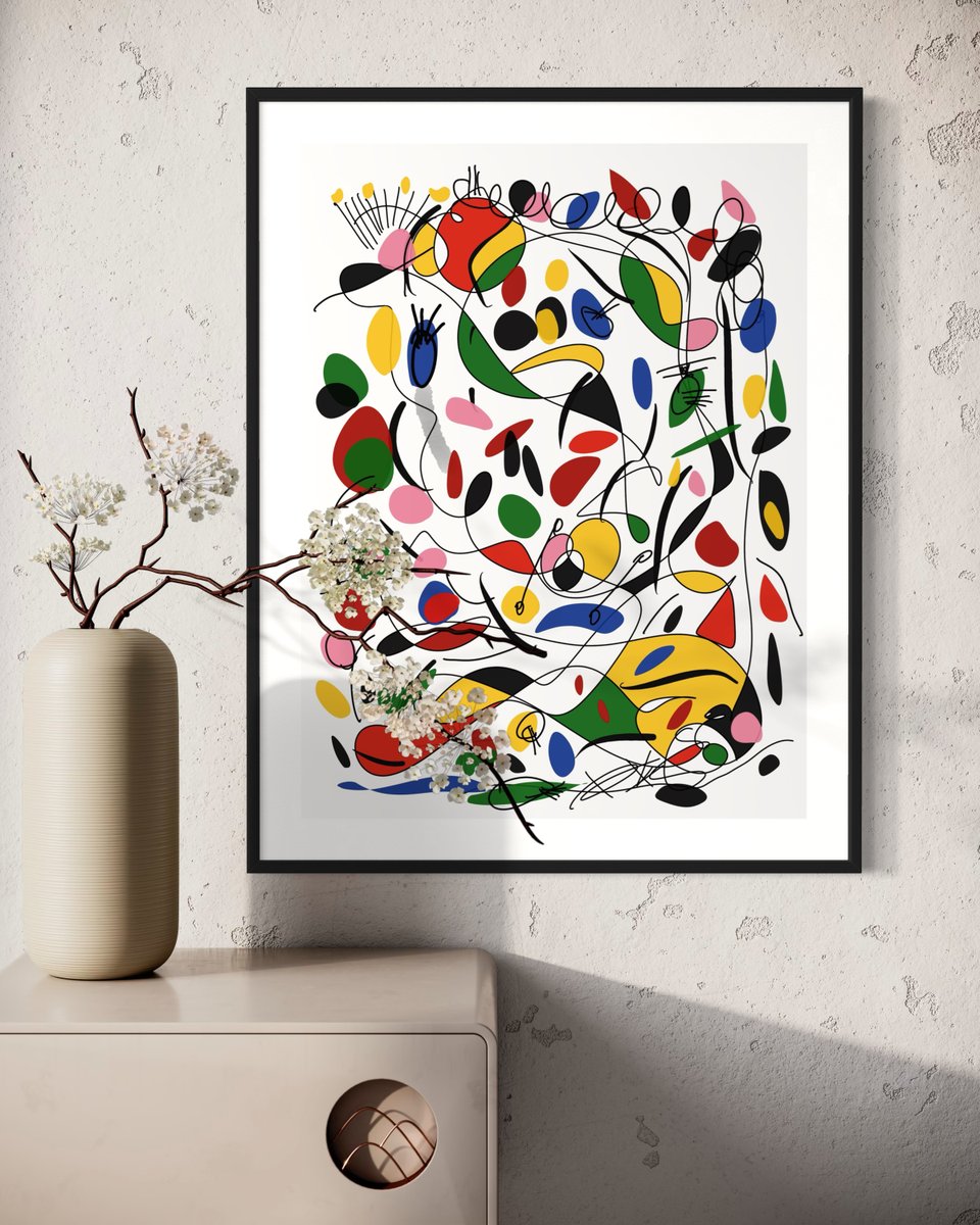 Joan Miró Inspired Abstract Poster, Colorful Wall Art Print, Modern Geometric Artwork, Home Decor etsy.me/49aLwYt via <a href="/Etsy/">Etsy</a>