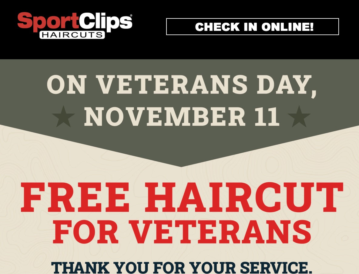 ChrisRobbinsWX's tweet photo. Veterans Day freebies https://t.co/qQEt8WlOxr  Thank you for your service! From free haircuts to free burgers to free car washes! #veteransday https://t.co/w7lEwGTAKo