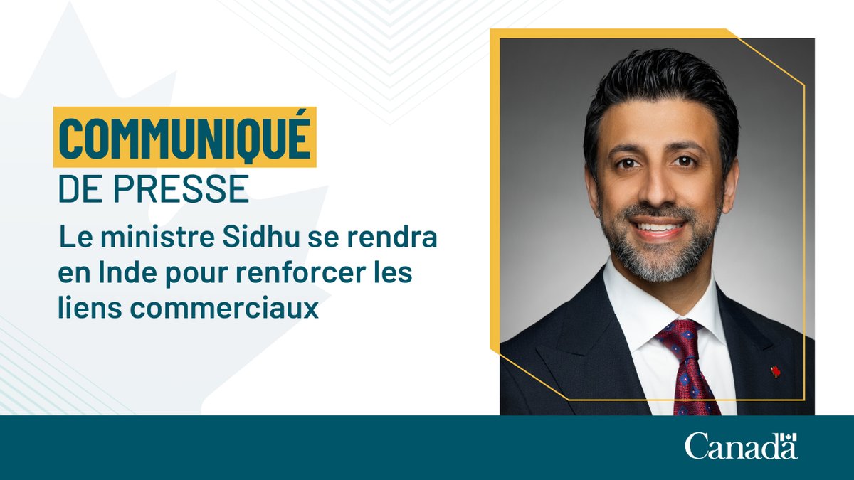 CommerceCanada's tweet image. Le ministre Sidhu ira en #Inde pour consolider les liens commerciaux et d’investissement.
Il y fera la promotion de l’expertise canadienne et explorera de nouveaux partenariats qui profiteront aux deux pays. 
En savoir plus: canada.ca/fr/affaires-mo…
#DiversificationCommerciale