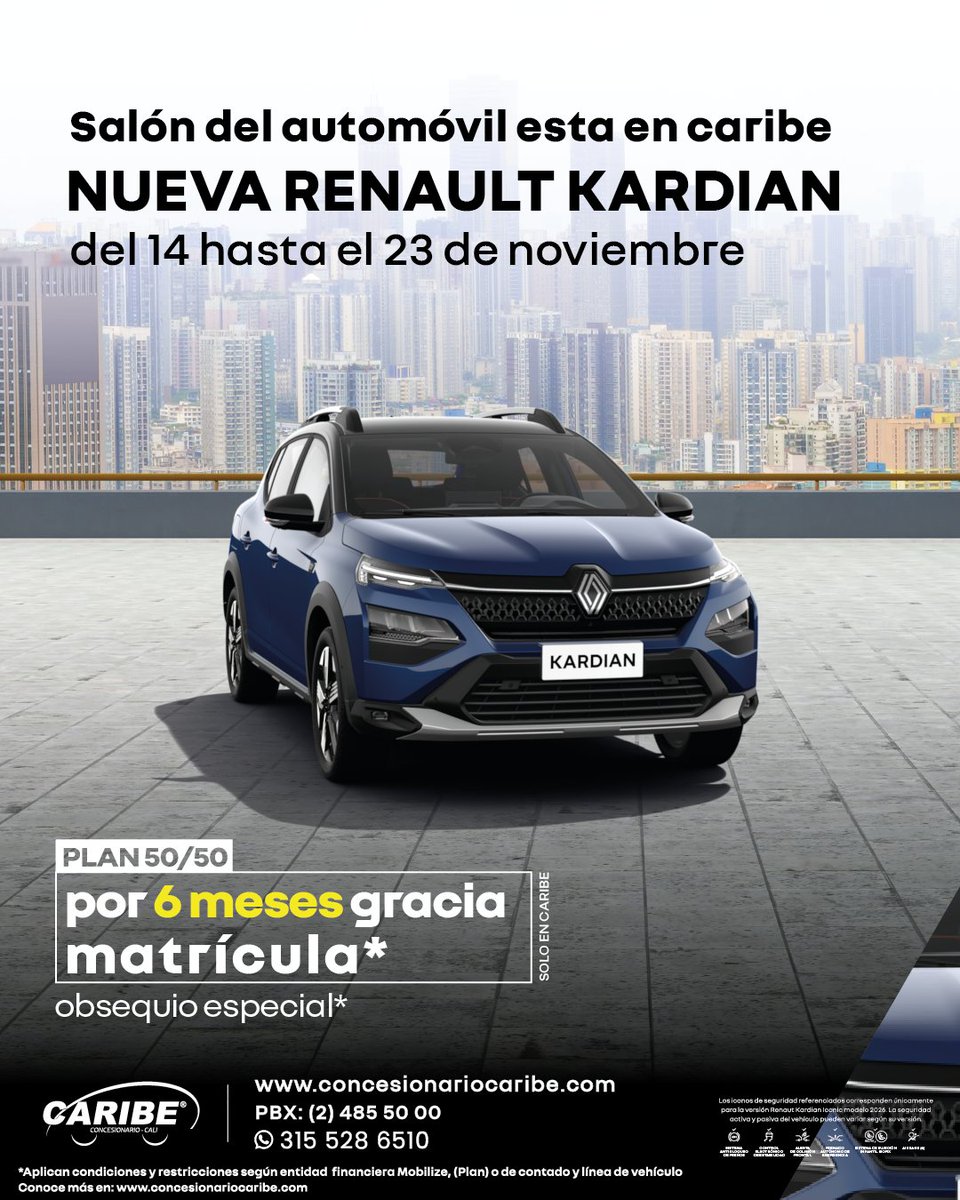 📣 ¡El Salón del Automóvil está en Caribe Renault! 🚘
Del 14 al 23 de noviembre, vive la experiencia de estrenar con los mejores precios y planes del año.

WhatsApp: 315 5286510
Web: ow.ly/VMnd50FKgLK
PBX: 485 50 00

#Kardian #Camioneta #RenaultCali #RENAULT #RenaultCo