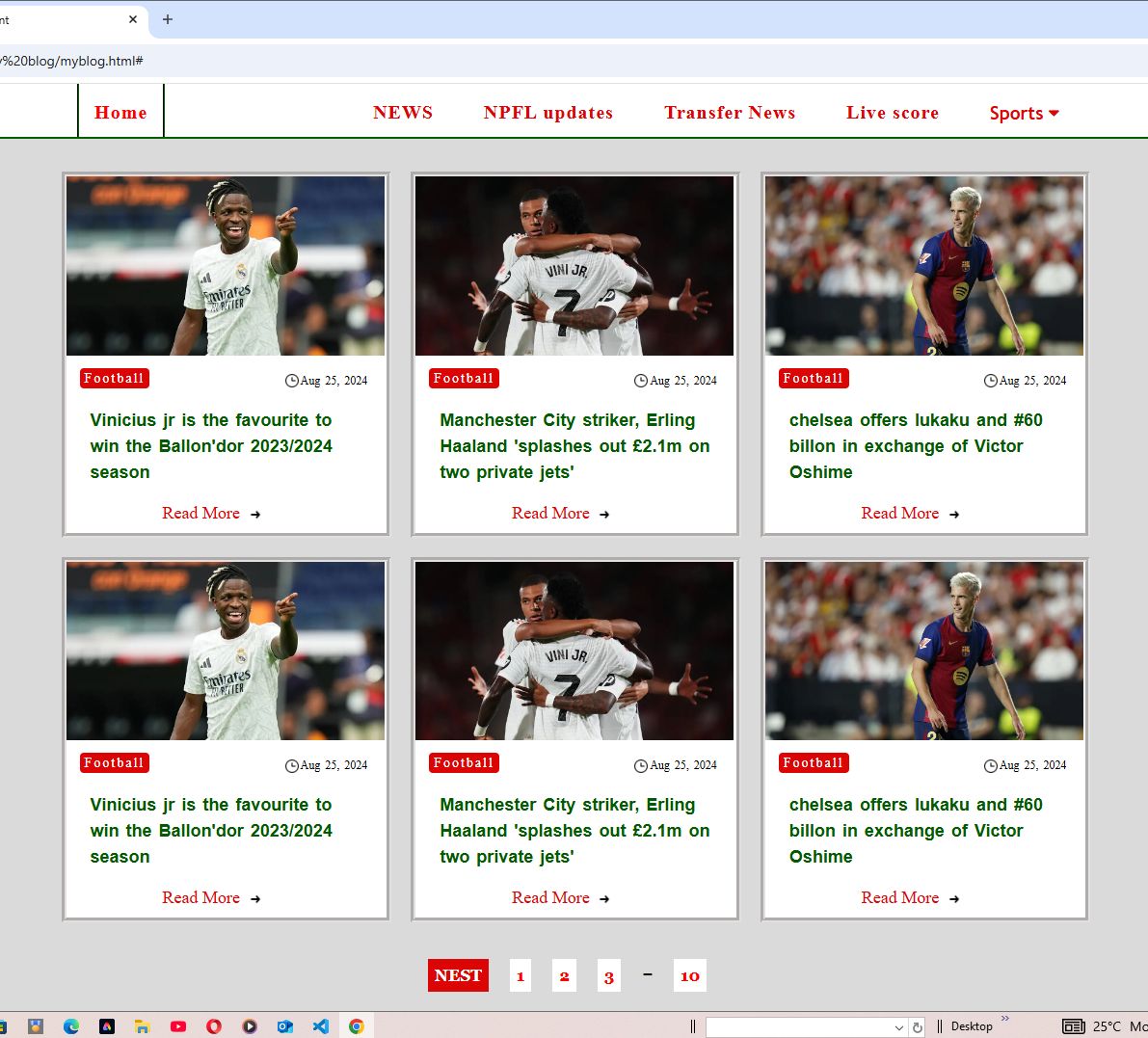 OutsidersODG's tweet image. I&apos;m trying to build a sport site, as someone who started learning frontend development this year.
Please rate my work 
Today is day 5 
#Frontend #frontenddevelopers #webdesigntutorial