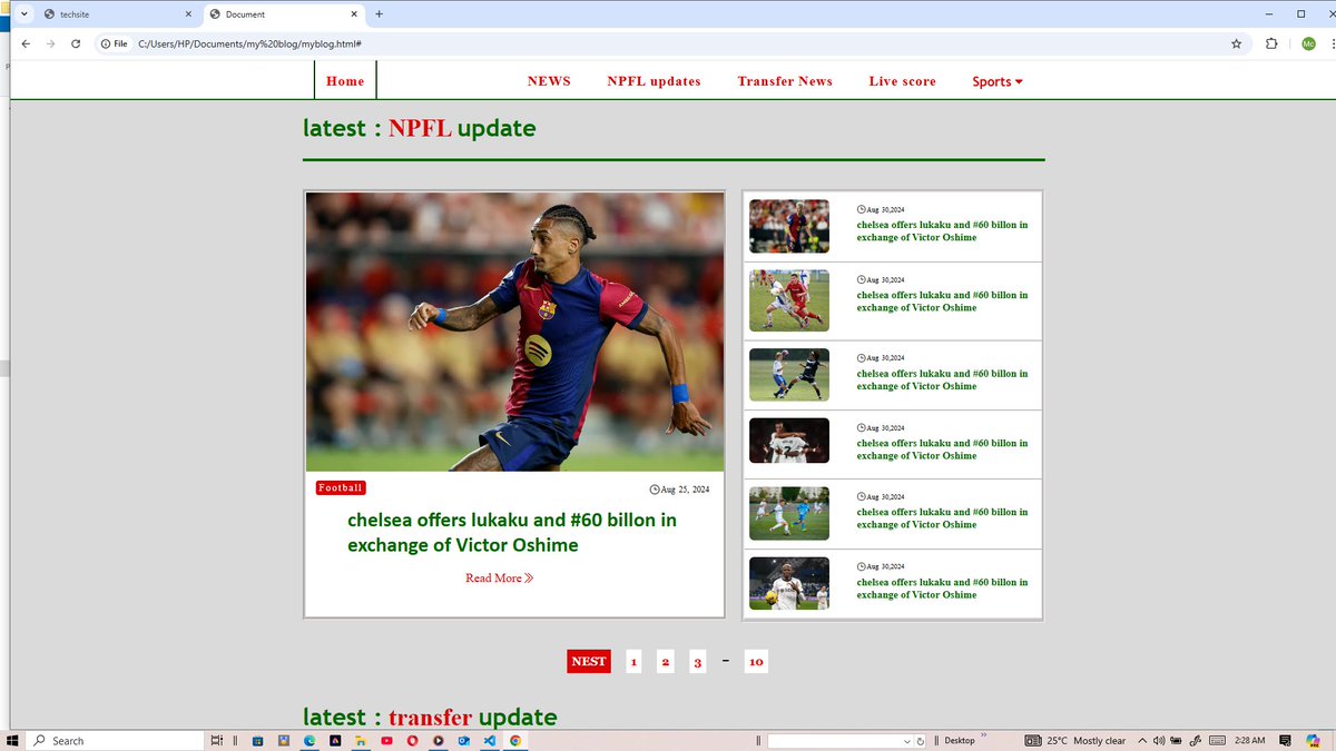 OutsidersODG's tweet image. I&apos;m trying to build a sport site, as someone who started learning frontend development this year.
Please rate my work 
Today is day 5 
#Frontend #frontenddevelopers #webdesigntutorial
