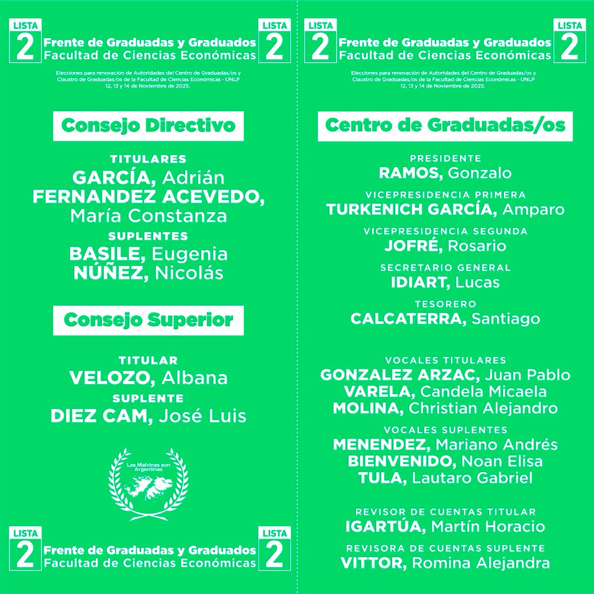 Elecciones de Graduados en la Facultad de Ciencias Económicas UNLP este miércoles jueves y viernes 12, 13 y 14 de Noviembre <a href="/depcont_fceunlp/">Contabilidad FCE UNLP</a> <a href="/fceunlp/">Estudiantes Fce Unlp</a>