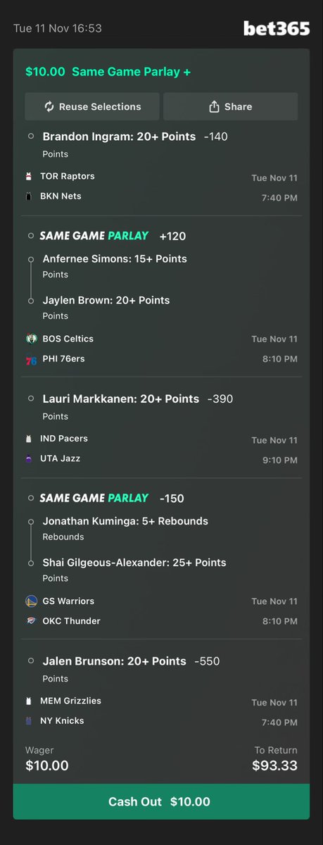 xzorough's tweet photo. Here are the best NBA Parlays for tonight, we got a great slate tonight, time to make some money 💰 

Feel free to tail the slips or steal the props🧪 https://t.co/kDALy25gKi