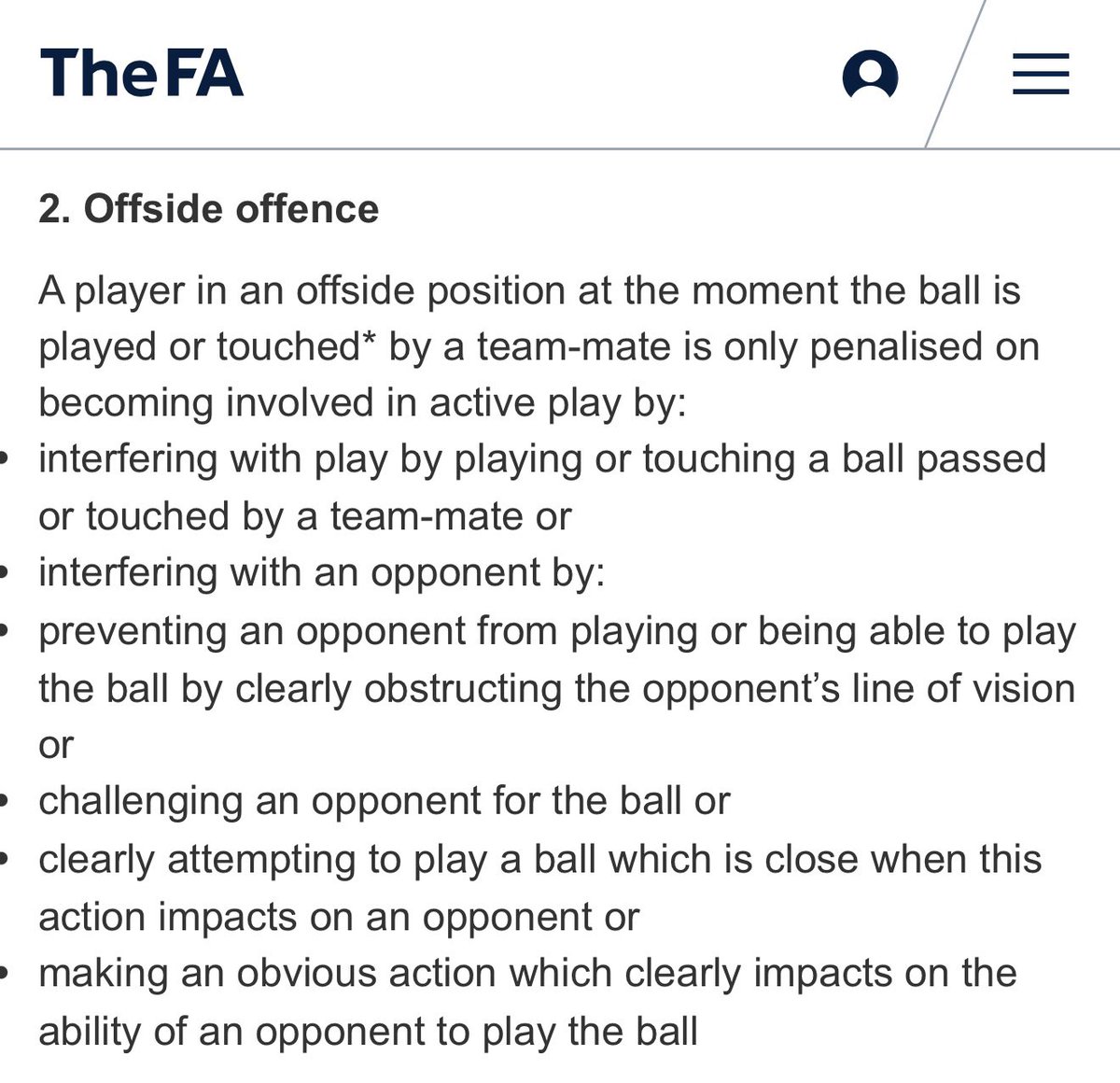 Webb is lying again in order to try and justify an incorrect decision. Just like be did after the overturned penalty in Newcastle v Arsenal.

Attached is the actual law. Webb misquotes this. None of these conditions apply.

Yet again, PGMOL misapply very clear laws.
#TearItDown