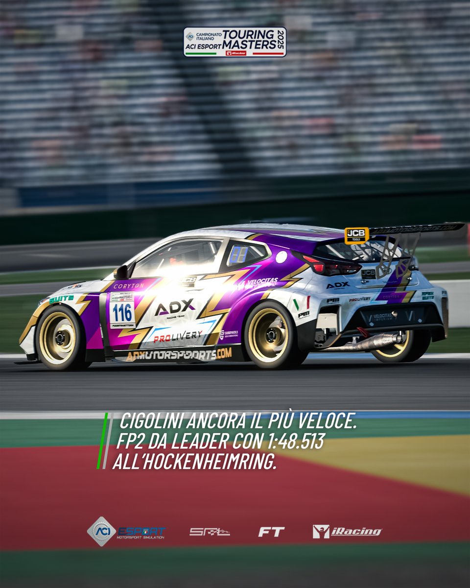 Ultime libere all’Hockenheimring 🇩🇪
👉 GT4: Mandelli leader con 1:45.080, solo 34 millesimi davanti a Centonze.
👉 TCR: Cigolini ancora al top, 1:48.513!
Il Round 5 del Touring Masters è pronto ad accendersi 🔥
#TouringMasters2025 #ACIESport
<a href="/ACI_Sport/">ACI Sport</a> <a href="/FTraiettoria/">Fuori Traiettoria</a> <a href="/iRacing/">iRacing</a>