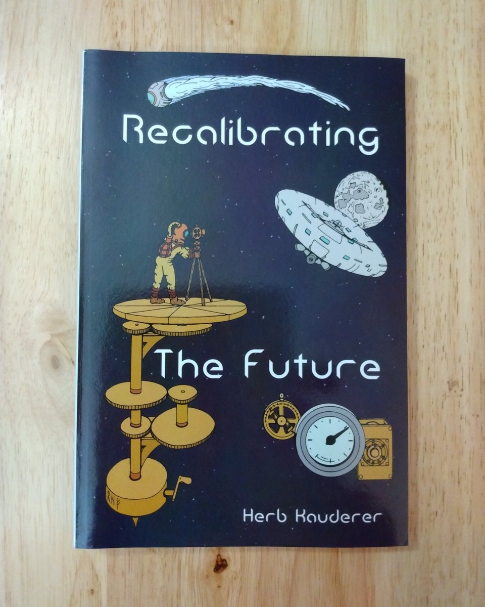 AzureLionProd's tweet image. More proof that I am indeed an artist, and a published one, to boot!
The front and back covers and frontispiece of Herb Kauderer&apos;s poetry collection Recalibrating the Future (published 2018), all three featuring art created by yours truly.
#art #coverart #frontispiece #scifiart