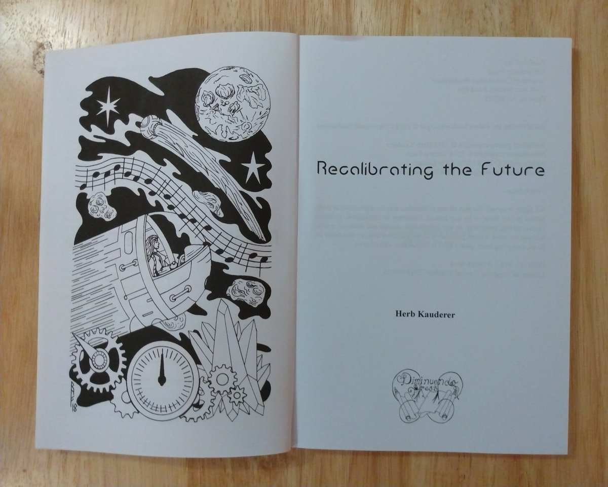 AzureLionProd's tweet image. More proof that I am indeed an artist, and a published one, to boot!
The front and back covers and frontispiece of Herb Kauderer&apos;s poetry collection Recalibrating the Future (published 2018), all three featuring art created by yours truly.
#art #coverart #frontispiece #scifiart