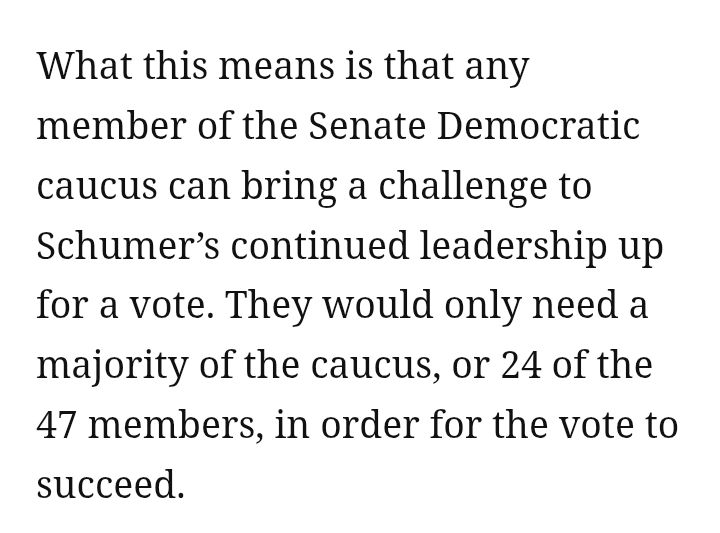 mcshanemusic's tweet photo. @SenSchumer Any Dem Senator can trigger a vote to remove Schumer as leader. #RemoveSchumer https://t.co/torB3XZArN