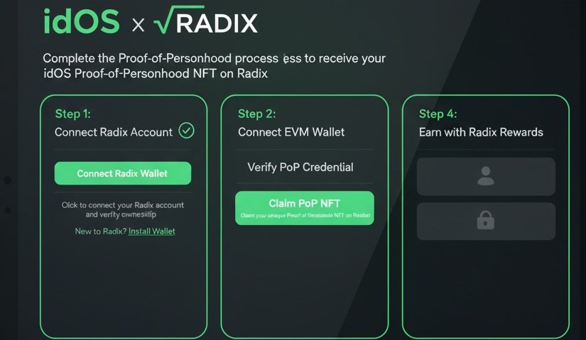 sbtech21's tweet image. The @idOS_network Proof-of-Personhood (𝙋𝙤𝙋) NFT on Radix

𝐇𝐨𝐰 𝐭𝐨 𝐂𝐥𝐚𝐢𝐦 𝐘𝐨𝐮𝐫 𝐏𝐨𝐏 𝐍𝐅𝐓 ⬇

1️ Connect Radix Account Wallet

2️Connect EVM Wallet (if required)

3️Verify PoP Credential 

4️ 𝙁𝙖𝙞𝙣𝙖𝙡𝙮 𝘾𝙡𝙖𝙞𝙢 𝙔𝙤𝙪𝙧 𝙋𝙤𝙋 𝙉𝙁𝙏