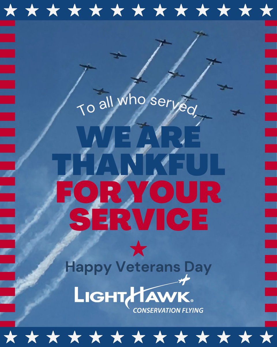 lighthawk_org's tweet image. To all veterans across the LightHawk community and beyond—thank you for your service, in the air and on the ground. 💙

#VeteransDay #LightHawk #FlyingForGood #ConservationInFlight #Service #Gratitude