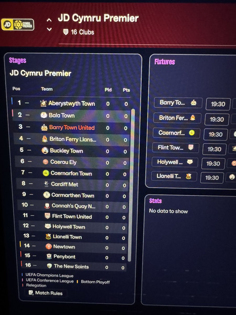 Not seen anyone else point this out. But the <a href="/CymruLeagues/">JD Cymru Leagues 🏴󠁧󠁢󠁷󠁬󠁳󠁿</a> Premier actually does expand to 16 teams in this years Football Manager! 🙌🏻⚽️🏴󠁧󠁢󠁷󠁬󠁳󠁿