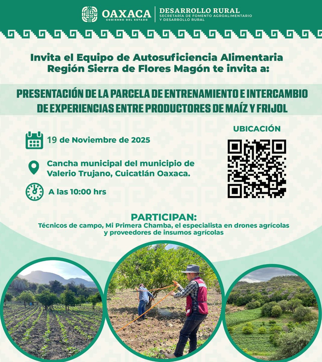 Están invitados a la presentación de la parcela de entrenamiento e intercambio de experiencias entre productores de maíz y frijol de la Sierra de Flores Magón

Este 19 de noviembre en Cuicatlán, Oaxaca. A las 10:00 horas