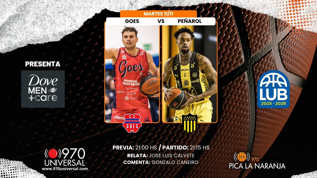 Hoy a partir de las 21 hs, la previa

<a href="/clubgoesoficial/">Club Atlético Goes</a> vs <a href="/BasketCAPuy/">PEÑAROL | Basketball</a> 

Con los relatos de <a href="/joselocalvete/">José Luis Calvete</a> y los comentarios de <a href="/CaneiroGonzalo/">Gonzalo Caneiro</a> 

Escuchanos en 970am, 970universal.com , Youtube o X

<a href="/picalanaranja/">Pica la naranja</a> 

Presenta: <a href="/dovemencareuy/">DoveMen+Care Uruguay</a>