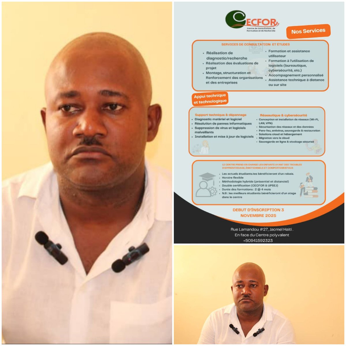 Lancement du Centre de Consultation, de Formation et de Recherche à Jacmel : 100 projets prévus, incubateur pour jeunes diplômés et formation des enseignants face aux difficultés scolaires. Prof Diarousse Jean-Baptiste. #LaUneDelActu