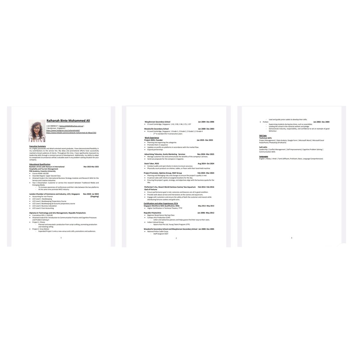 RejectAnoxify's tweet image. Raihanah&apos;s Hospitality Resume 2026