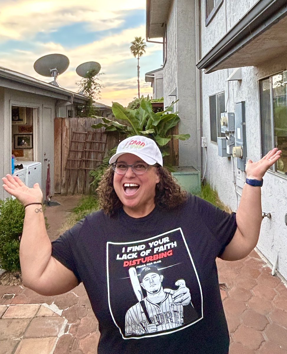 Shawnimack's tweet photo. Look what arrived today!!! My @FriarFanClub merch! I fucking love it so much! Love you, @Ash_Padres! 🫶💛🤎 #LFGSD #IFindYourLackOfFaithDisturbing https://t.co/C7jhGJPfZd