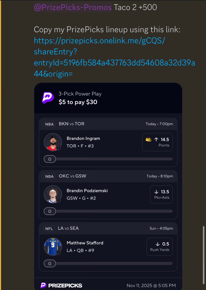 ChasingUnits_'s tweet image. Prizepicks Taco 2 +

FV: +313
EV%: 45.3%
QK: 2.26u