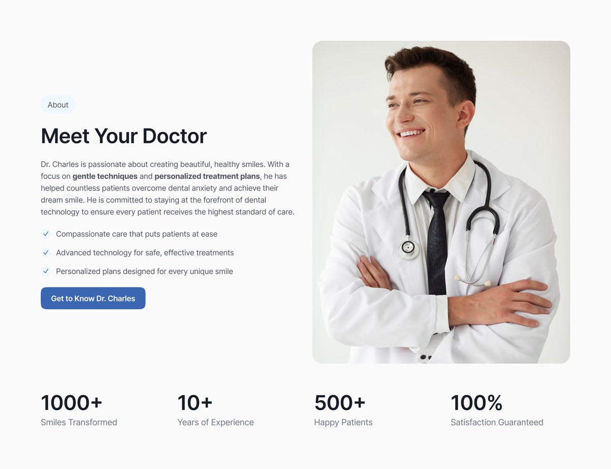 perryuix's tweet photo. About section design for dental clinic website✨

Thoughts? https://t.co/8UxZOlXetX