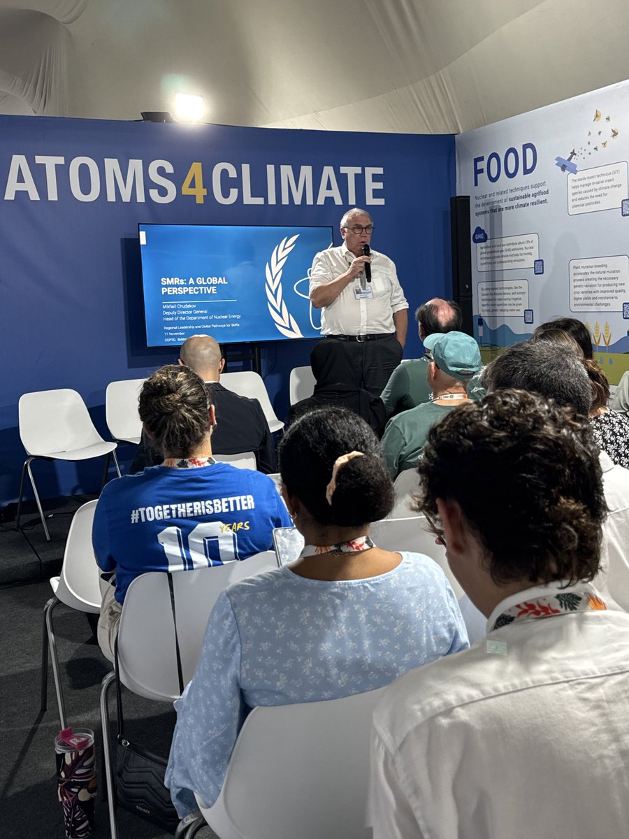 iaeaorg's tweet image. Global interest in small modular reactors (SMRs) has been increasing due to lower upfront costs and greater flexibility than traditional nuclear power plants.

Today at the #Atoms4Climate Pavilion at #COP30, a high-level panel featuring @IAEANE Deputy Director General Mikhail
