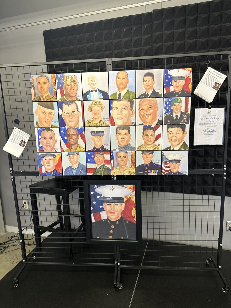 MCAlumniAssoc's tweet image. Happy Veterans Day! This morning, Maryland State Senator @Willcsmithjr hosted an impactful Veterans Day reception on the Takoma Park/Silver Spring Campus to honor Maryland’s fallen service members through the Faces of the Fallen art exhibit. #VeteransDay #ThankYouForYourService🙌