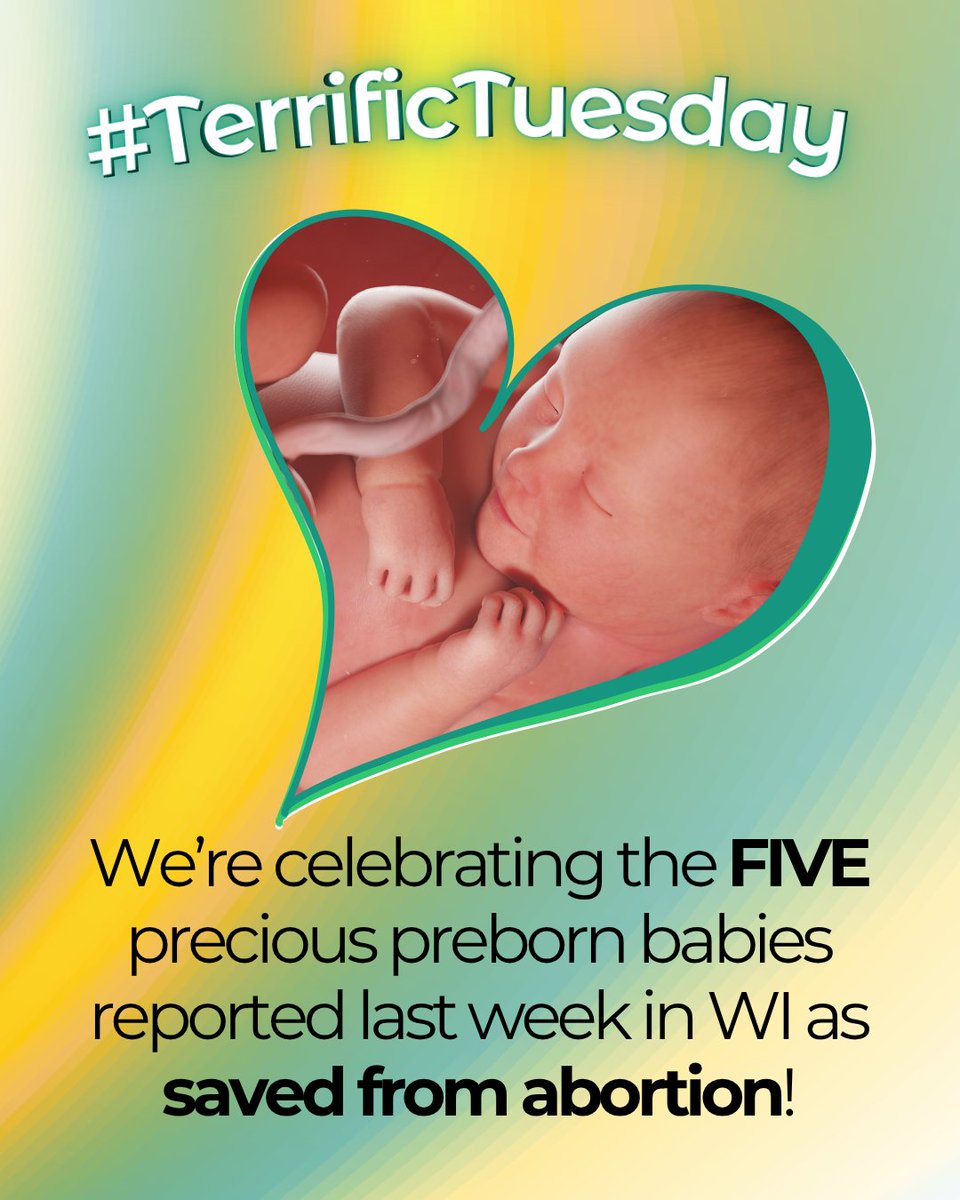 Happy #TerrificTuesday! Last week we learned of FIVE (5) precious preborn children that were saved from abortion here in Wisconsin! One story was completely unexpected—a 30 year-old man told us his mom chose life because pro-life people were outside an abortion center when she