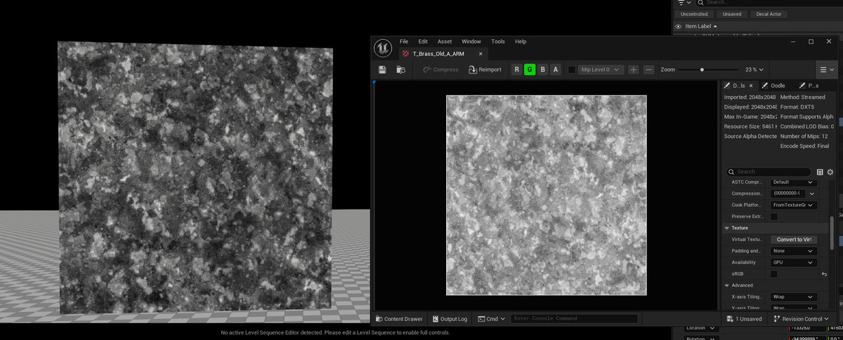 Okey. Some random, but important question. Am I crazy but texture view in #ue5 is broken for a long time? I fix problems with linear - sRGB roughness very often and have seen that something is not matching. I done straight comparison - left UE4, right UE5, roughness mode. Same