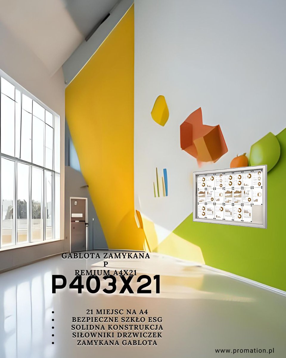 Promation_pl's tweet image. Zewnętrzna gablota P403X21 – 37 kg solidności, IP54, szkło ESG, 21×A4, siłowniki i opcjonalne nogi montażowe.
Największa, najbardziej odporna w ofercie Promation.
🔗 promation.pl/gabloty-i-tabl…