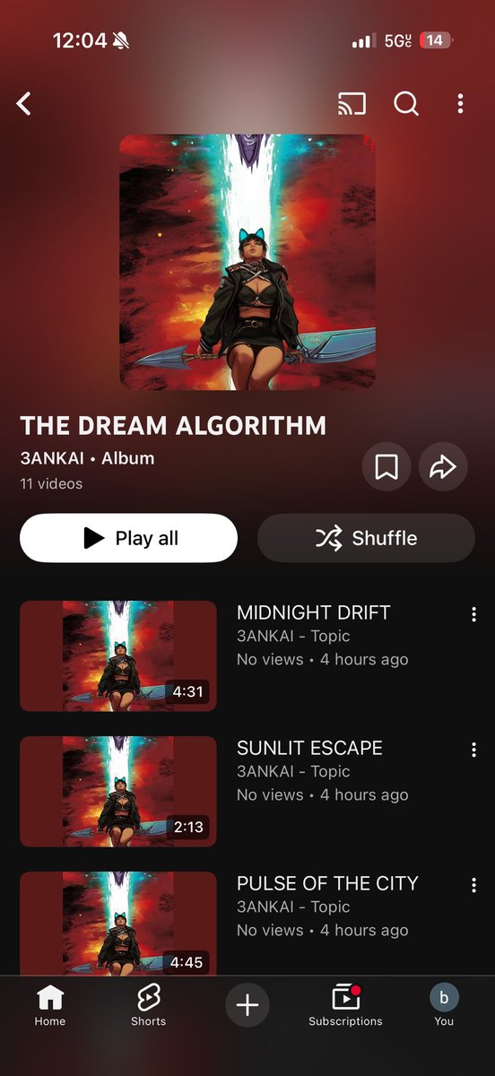 3ANKAII's tweet photo. THEA DREAM ALGORITHM: OUT NOW ON SPOTIFY AND YOUTUBE.‼️‼️‼️‼️ COMING TO ALL OTHER PLATFORMS SOON https://t.co/vT8p9qRNh5 https://t.co/OyQwU4sVdp