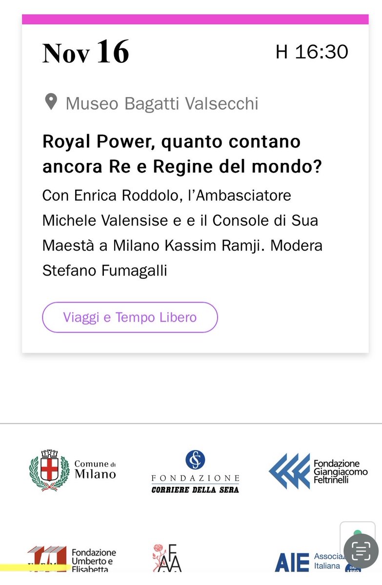 enricaroddolo's tweet photo. Looking forward to #Bookcity #Milano with my new #Royal book #illibrodeiregni #re e #regine del 🌎 Sunday November 16 at 4.30 pm in the most beautiful setting of @MuseoBaVa with Ambassador #michelevalensise @IAIonline Consul #kassimRamji @UKinItalia @RaiUno #StefanoFumagalli https://t.co/BHCP2Scn1k
