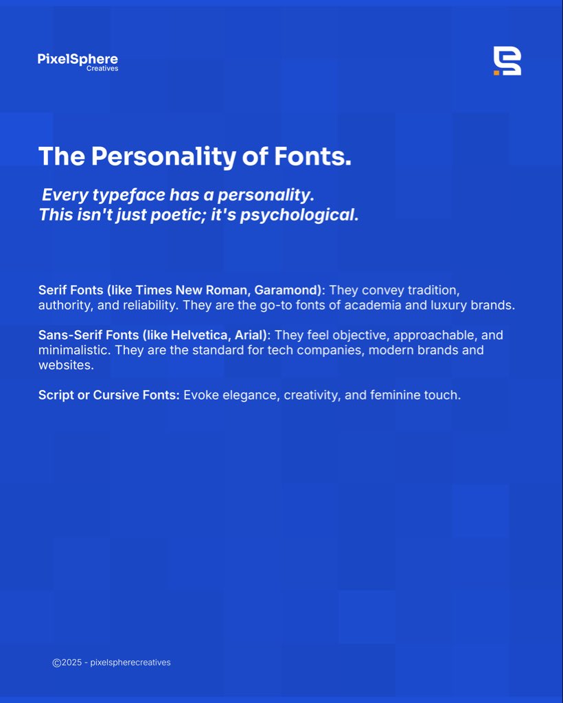 PixelsphereC's tweet image. Typography is not a decorative afterthought. It is a fundamental component of brand identity.

Beyond communication, it also holds the subtle power to evoke emotion, ensure clarity, and build a lasting identity.

(1/2)

#typography #brandidentity #creativetips #canadianstartup