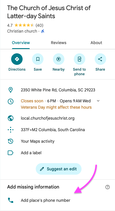 clinteagar's tweet photo. @BradenDisguised There isn't a phone number listed on Google Maps. Local churches buildings don't have phones, most the time no one is even there. https://t.co/Qfd2PcsZHD