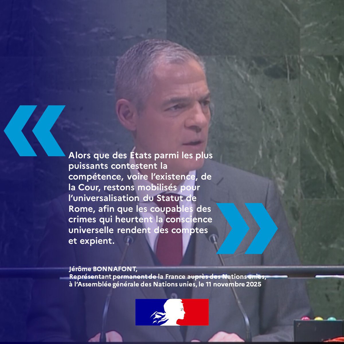 Face aux atteintes à son indépendance, la France réaffirme son soutien à la Cour pénale internationale, clef de voûte de la justice internationale et de la lutte contre l’impunité.

L’universalisation du Statut de Rome reste une priorité.