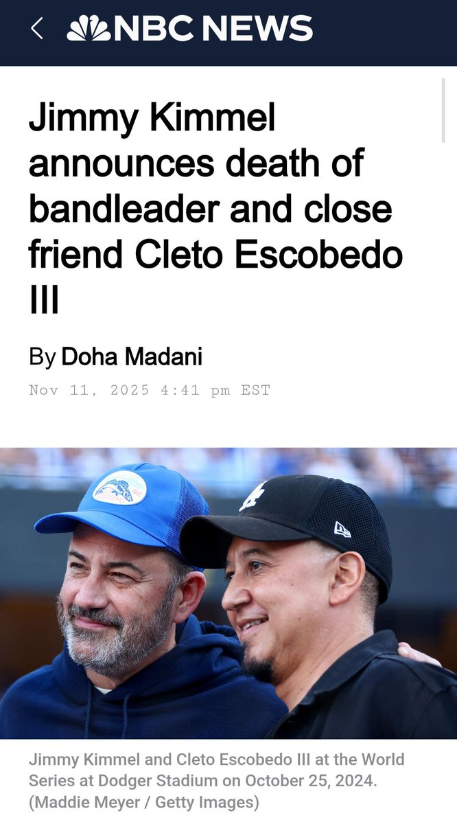 Politics should not get in the way of basic human decency. To <a href="/jimmykimmel/">Jimmy Kimmel</a> and Cleto Escobedo's family and additional friends, my deepest condolences. He was a great saxophone player and band leader, as I'm sure he had other great qualities. May his memory be a blessing.