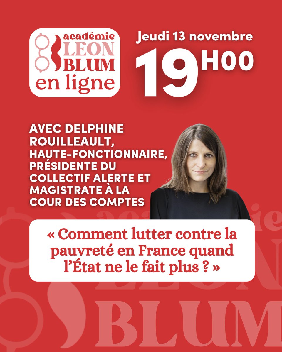 Nouvelle session des Jeudis Léon Blum ! 🎓

Avec <a href="/DRouilleault/">Delphine Rouilleault</a> , haute-fonctionnaire et présidente du <a href="/CollectifALERTE/">Collectif ALERTE</a>.

🗓️ Jeudi 13 nov. — 19h à 20h, en visio.

→ bit.ly/jeudiALB