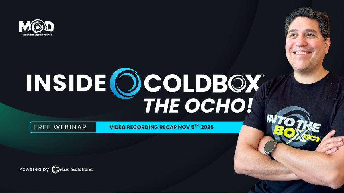 ortussolutions's tweet image. 🎥 Missed our free ColdBox 8 Webinar?
No worries — you can now catch the full replay on YouTube! 🚀

Learn all about async/reactive features, enhanced REST tools, and what’s new in ColdBox 8:
👉 youtu.be/CsJr0Iqwq-E

#ColdBox8 #WebinarReplay #ModernDevelopment #CFML…