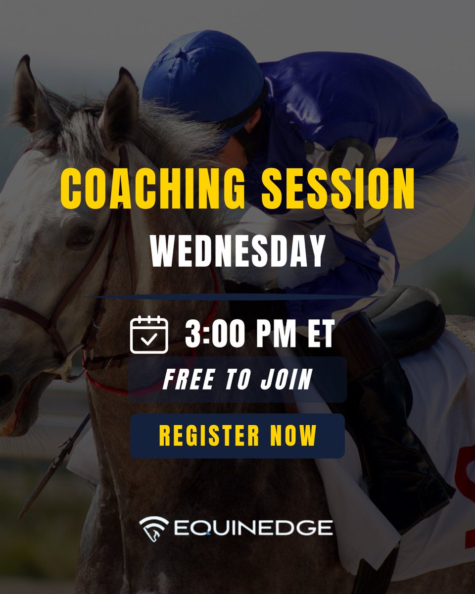 EquinEdge's tweet image. Free Coaching Session 🏇
📅 Wednesday | ⏰ 3PM ET
Learn how to use EquinEdge like a pro — register now at calendly.com/scottypick6/eq… !

#EquinEdge #HorseRacing #Handicapping