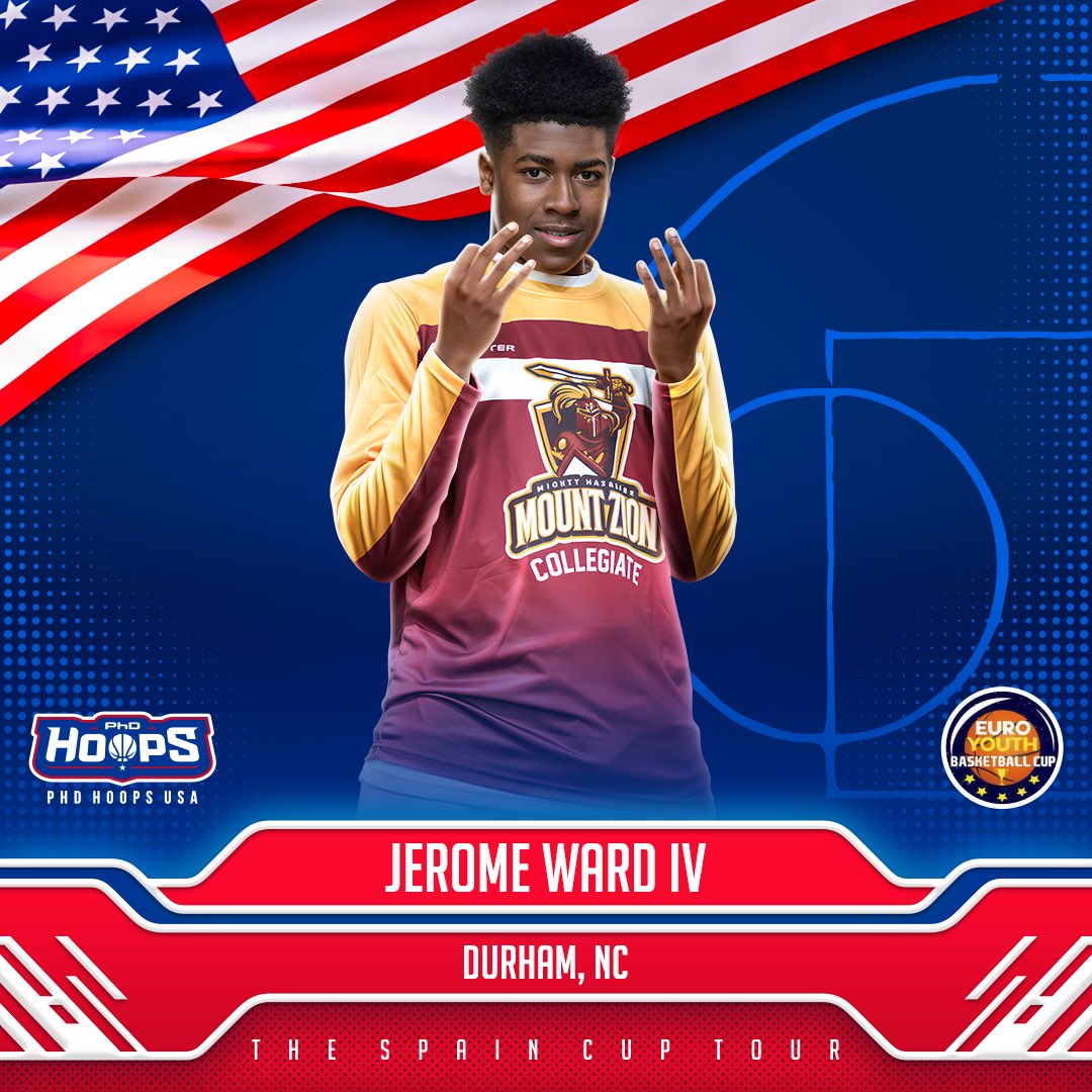 We welcome JEROME WARD IV (NC) to our U18 Boys Team competing in the 2026 Euro Youth Basketball Cup in Spain!! 🇺🇸🏀 #PhDHoopsUSA #GoForGold
