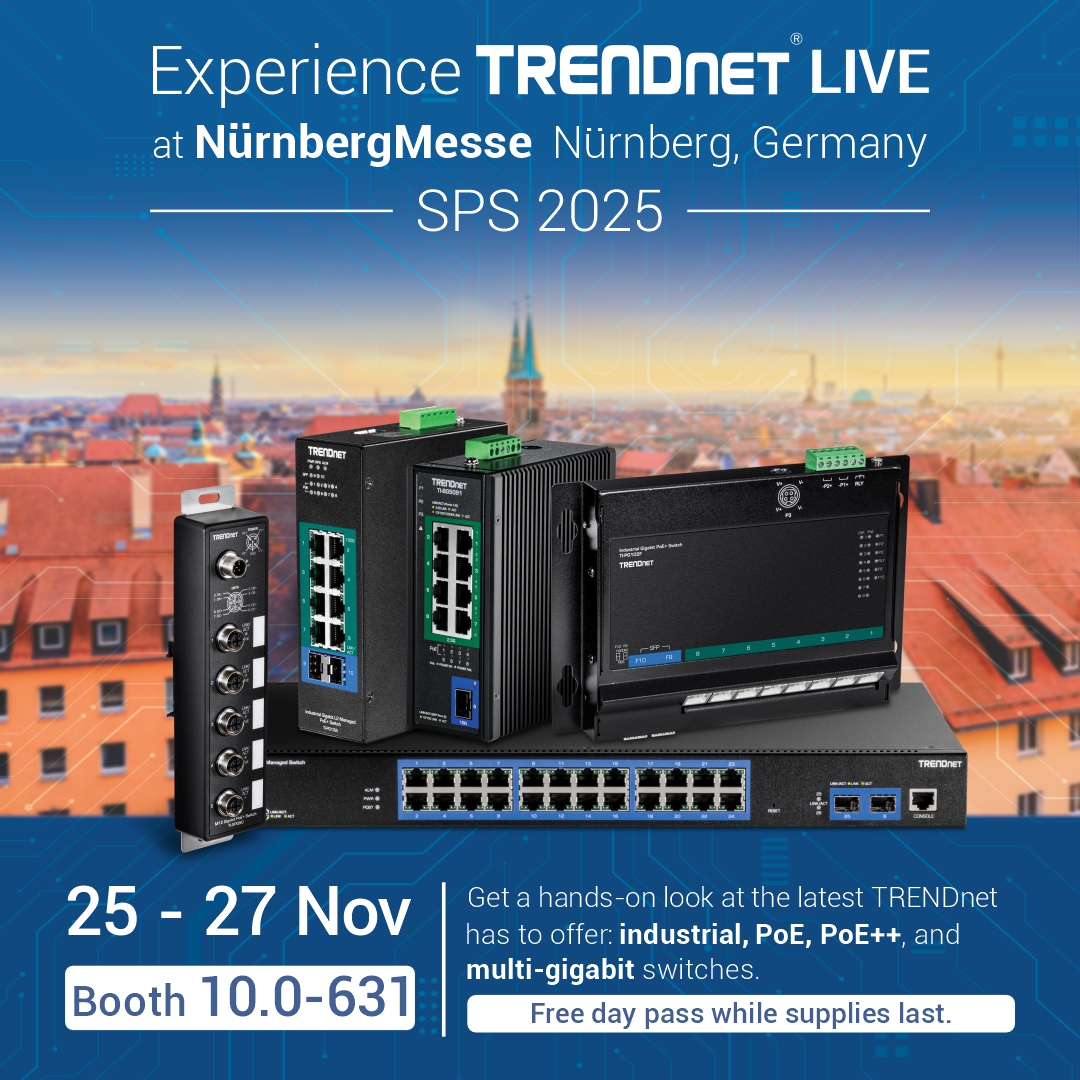 Don’t miss SPS 2025 in Germany! Discover TRENDnet’s industrial, PoE++, and multi-gig networking solutions that keep your operations connected and future ready. Get your free voucher while supplies last. Email intlsales@trendnet.com today! #SPS2025
visitortickets.messefrankfurt.com/ticket/en/tick…