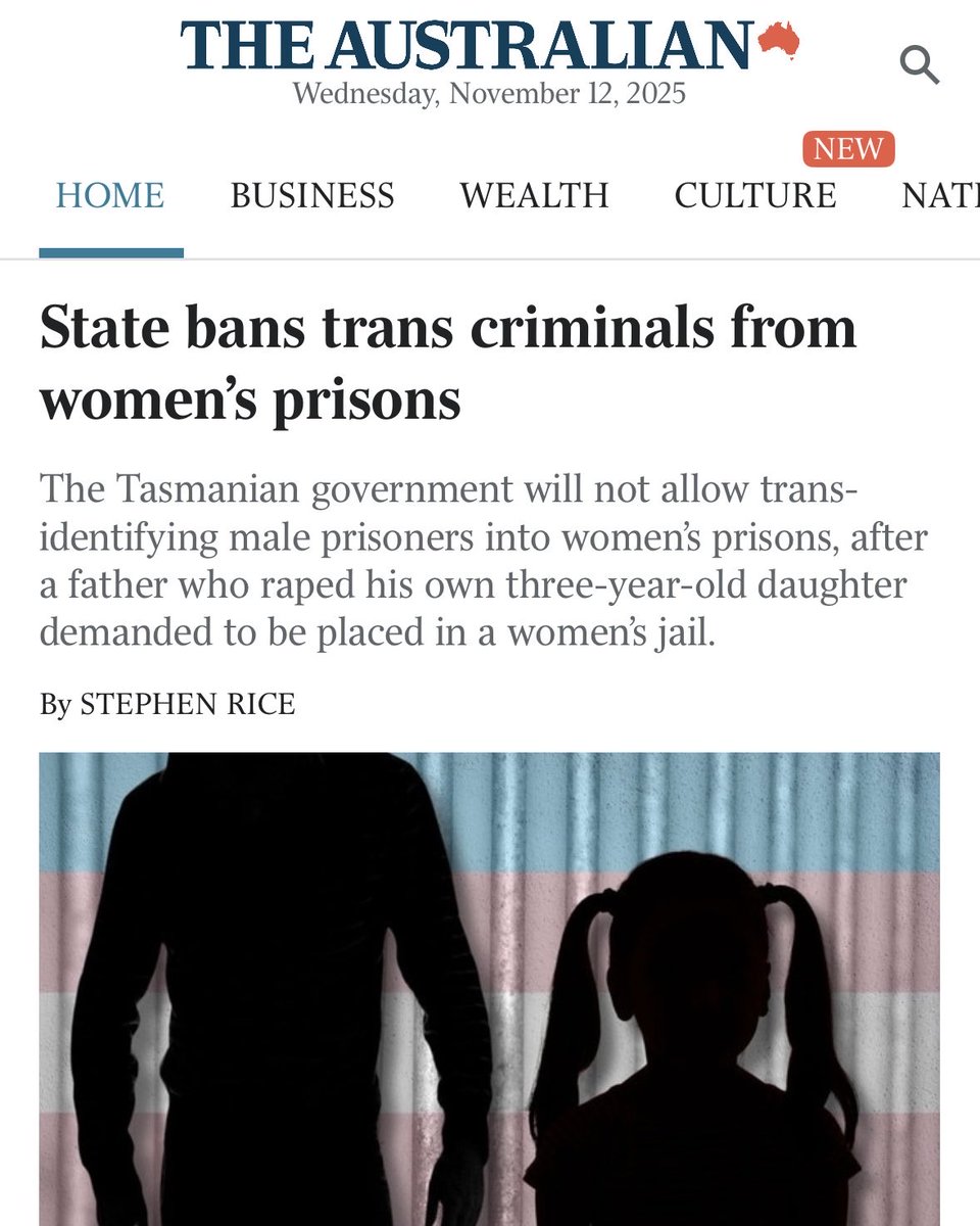 The Tasmanian Government is the latest to respond to our call to ban male offenders from women’s prisons 🙌

Join us at 10AM THIS MORNING on the steps of the South Australian Parliament to call on Premier <a href="/PMalinauskasMP/">Peter Malinauskas</a> to do the same!

📣 womensforumaustralia.org/GetThemOutSA

#GetThemOut