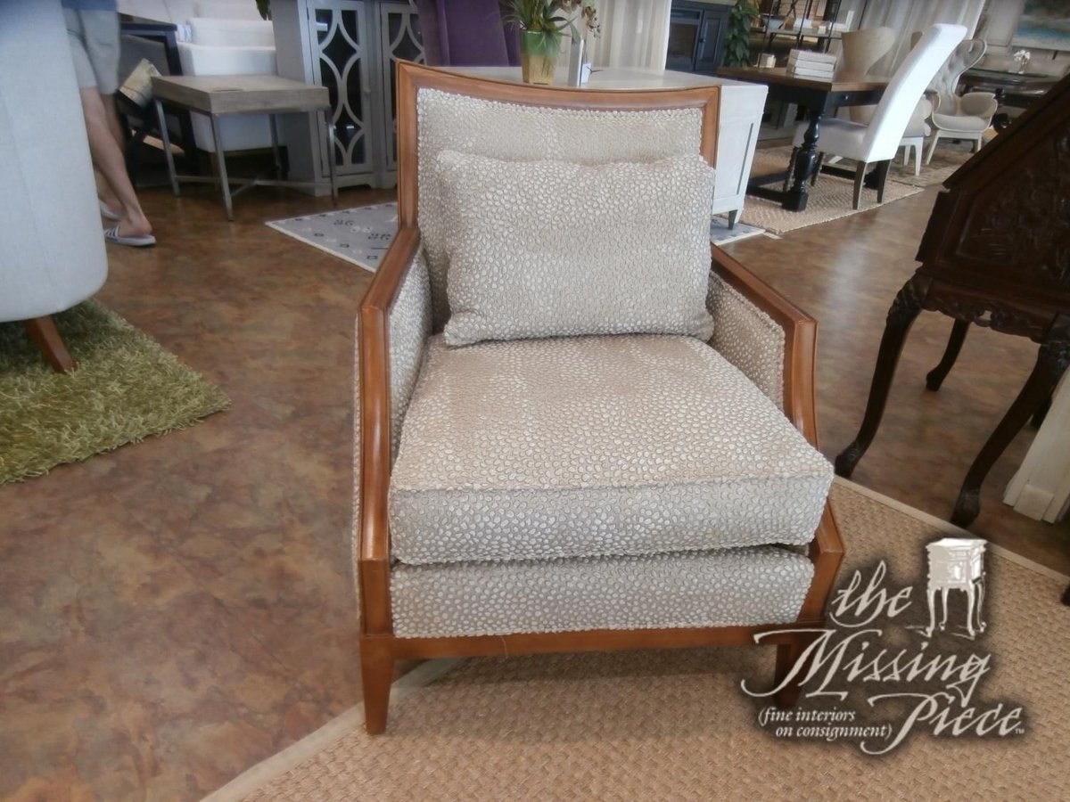 Lexington animal pattern print chair with wood frame. Measures 29"W,33"D,38"H in creme. 
Click here for pricing and availability ➡ buff.ly/eWva4gQ